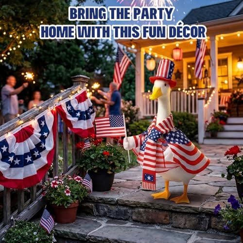 Mastom 4th of July Porch Goose Outfit for 23 Inch Goose Statue, Patriotic Red White Blue Goose Clothes with Flag for Outdoor Garden Patio Decor, USA 250th Anniversary Merchandise — view 5