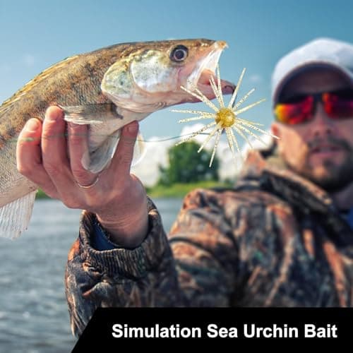 2Pc Sea Urchin Bait,Sea Bass Fishing Lures,Floating Simulation Seas Urchin Dice Baits for Bass Fishing,Artificial Squirm Fuzzy Fishings Soft Lure Bait Accessories for Saltwater Shore (Black, 4.33 in) — view 3
