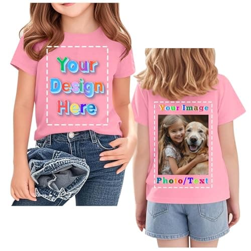 Custom T Shirts for Kids Boys Girls Personalized Youth T-Shirt Custom Image/Text Customized Front/Back Print Pink
