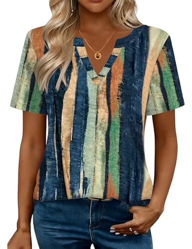 Zeagoo Shirts for Women Short Sleeve Blouses 2026 Fashion Spring Summer Basic Clothes Business Work Tunic Top Multicolor 2XL — view 3