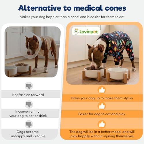 LovinPet Big Dogs Onesies: Big Dog Pajamas, Post Surgery/Wound Care, Lightweight Stretchy Fabric, Interstellar Black Print, Dog Jumpsuit, Anti Licking, Pet PJ's/Medium — view 5