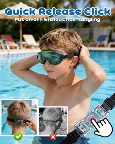 Freela 2 Pack Kids Swim Goggles for 6-14 8-12 8-14 4-7, Water Pool Swimming Goggles Anti-Fog 180° Wide View UV Protection, Soft Silicone Layer Waterproof No Leak Glasses for Youth Boys Girls — view 5