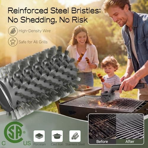 Drayvorx Electric Grill Brush, High Torque Grill Brush with 3-Speed Modes, 20kg Max Torque BBQ Cleaner Safe for Porcelain Cast Iron Stainless Steel, Reinforced Steel Bristles, for Fathers Day — view 4