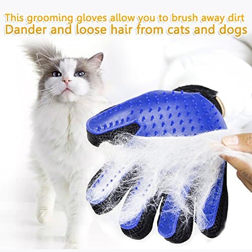 Pet Grooming Glove,Gentle Deshedding Brush Glove Hair Remover Brush for Dogs,Cats & Horses with Long & Short Fur,Enhanced Five Finger Design -One Pair Left & Right — view 3