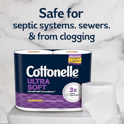 Cottonelle Ultra Soft Toilet Paper with Cushiony CleaningRipples Texture, Strong Bath Tissue, 24 Family Mega Rolls = 108 Regular Rolls (4 Packs of 6) — view 4