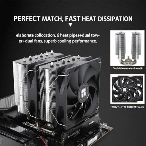Thermalright Peerless Assassin 120 SE Extrem CPU Air Cooler with 6 Heat Pipes, Dual PWM Fans, AGHP heatpipe Technology, 154mm High Cooling, for AM5/AM4, Intel LGA1851/1700/1150/1151/1155/1156/1200 — view 3