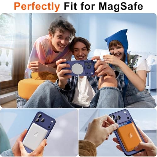 ZOZDOKG Magnetic for iPhone 17 Pro Case with Privacy Screen Protector and Camera Protection, Compatible with MagSafe Translucent Matte Shockproof Phone Protective Cover for iPhone 17Pro, Blue — view 3