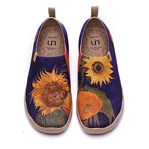UIN Men's Walking Travel Shoes Slip On Canvas Casual Loafers Lightweight Comfort Art Painted Fashion Sneaker Sunflower II (10)