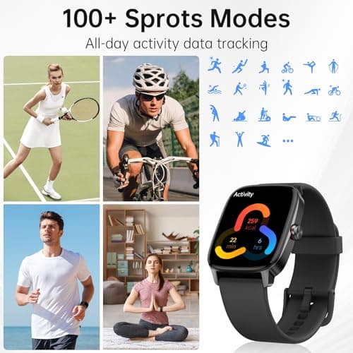 Smart Watch for Men Women, Bluetooth Call Smartwatch with AI Voice, 1.85" HD DIY Dial Fitness Watch, Heart Rate/SpO2/Steps/Sleep Monitor, 100+ Sports Modes, IP68 Waterproof Watch for Android iOS — view 5