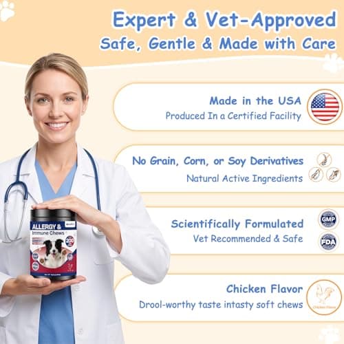 wonmore Dog Allergy Chews, Itchy Skin & Paw Licking Support, Probiotics for Dogs, Immune & Gut Health, Seasonal Allergy Formula, Skin & Coat Health, Chicken Flavor Soft Chews, 200 Ct, BlueRed — view 4