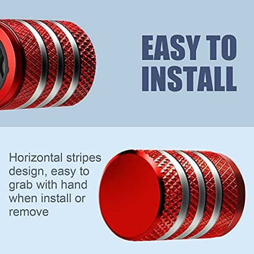 Tire Valve Stem Cap Cover - 5 Pack Corrosion Protection Leak-Proof Tire Air Caps Universal for Car Truck Motorcycle and Bike Red — view 3