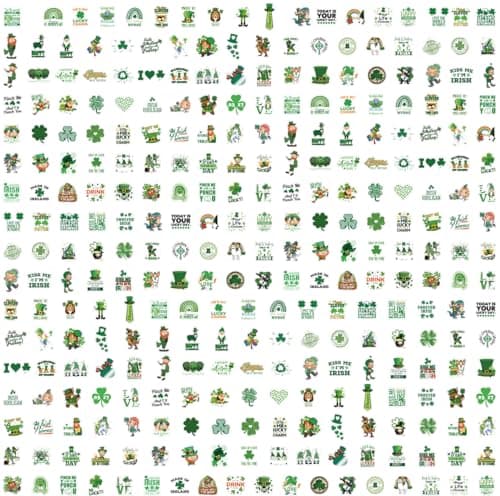 300 Pack St Patricks Day Stickers, Leprechaun Trap Supplies Irish Shamrock Clover Decals for Classroom Prizes, Envelopes, Scrapbooking, Party Favors - Cute Paddy‘s Day — view 5