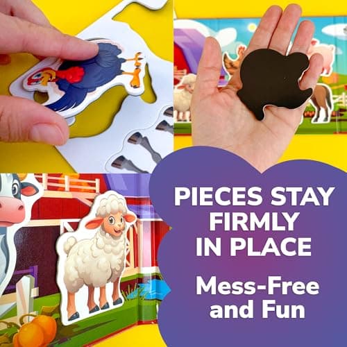 QUOKKA Magnetic Puzzles for Kids Ages 3-5 - 20 Pieces Toddler Puzzles 3-4 Year Old - Car and Airplane Activities for Kids - Farm Boys and Girls Travel Games - Learning Animal Toy Gift — view 2