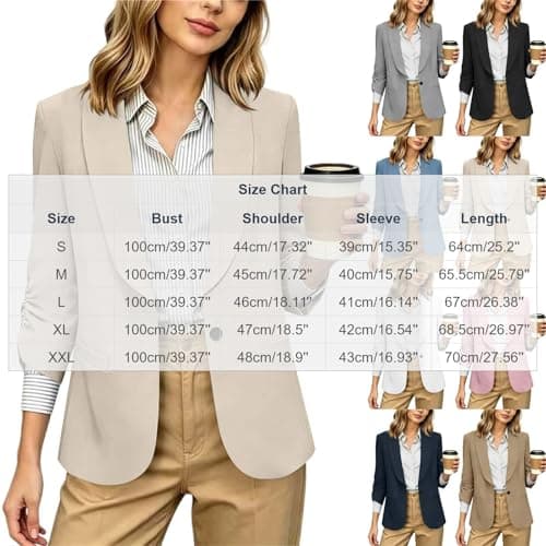 Black Blazer Women, Spring Blazers for Women Business Casual Lapel Collar Long Sleeve Open Front Work Office Suit Jackets Fall Light Outfits 2026 Black M — view 2