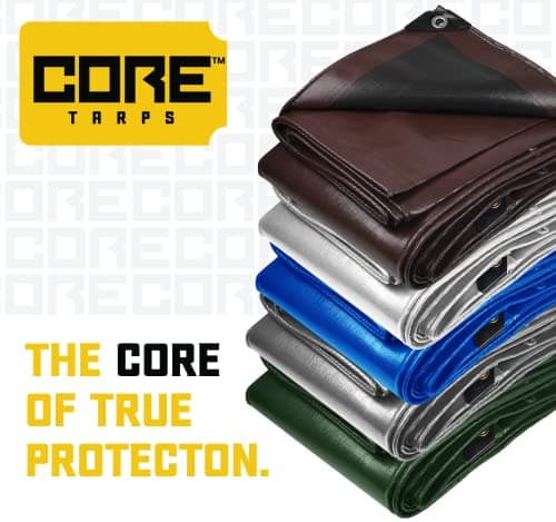 Core Tarps Heavy Duty 10 Mil Tarp Cover, Waterproof, UV Resistant, Rip and Tear Proof, Poly Tarpaulin with Reinforced Edges for Roof, Camping, Patio, Pool, Boat (Green/Black 24′ X 30′) — view 5