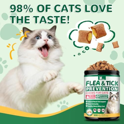 Flea and Tick Prevention for Cats, 500 Cat Flea Treatment, Chicken Flavor
