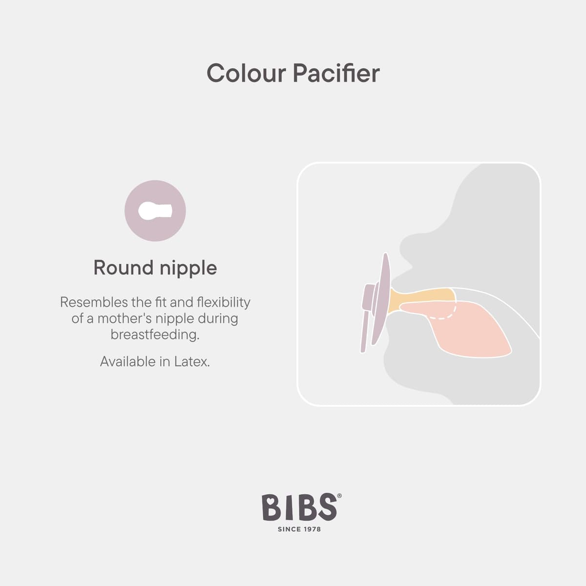 BIBS Liberty Pacifier | 2 Colour Natural Rubber Latex Soothers | Size 1 (0-6 Months) BPA Free Dummy Pacifier | Round Nipple | Designed & Made in Denmark | June Blossom Blush Mix — view 4