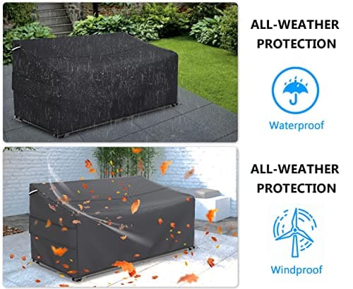 Gasadar Patio Sofa Cover Waterproof for 2-Seater Outdoor Sofa Loveseat and Furnitures,Heavy Duty Outdoor Couch Covers, Anti UV and Dustproof, 60" L×34" D×31" H, Black — view 7
