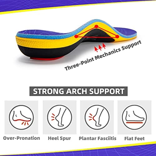 VALSOLE Heavy Duty Support Pain Relief Orthotics - 220+ lbs Plantar Fasciitis High Arch Support Insoles for Men Women, Flat Feet Orthotic Insert, Work Boot Shoe Insole, Absorb Shock with Every Step — view 2
