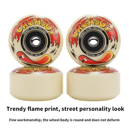 Skateboard Wheels 52mm 99A with Bearings, Set of 4 (Pale Millet Yellow) — view 3