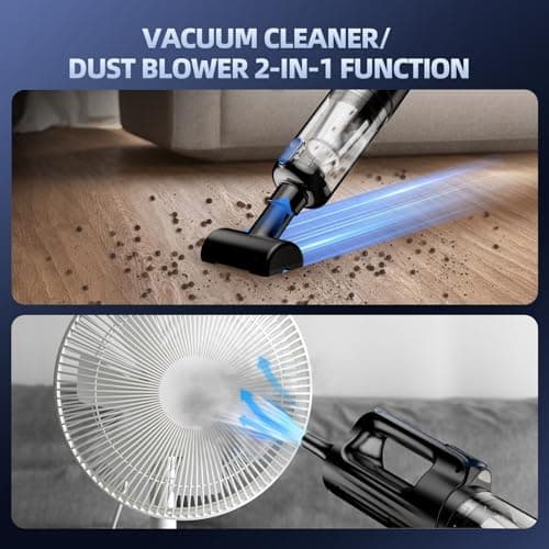 MONOZEL Car Vacuum Portable Cordless, 18000Pa 2 in 1 Vacuum Cleaner&Air Duster, 130W Brushless Motor Handheld Vacuum Cordless with 7800mAh Battery, LED Light, Multi-Nozzles for Car, Home, Office, Pet — view 5
