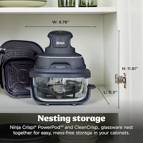 Ninja Crispi 4 in 1 Glass Air Fryer, 450°F, Non Toxic, 4QT and 6 Cup Containers with Lids, Dishwasher Safe, Cyberspace Gray, 1 Count, FN101GY — view 14