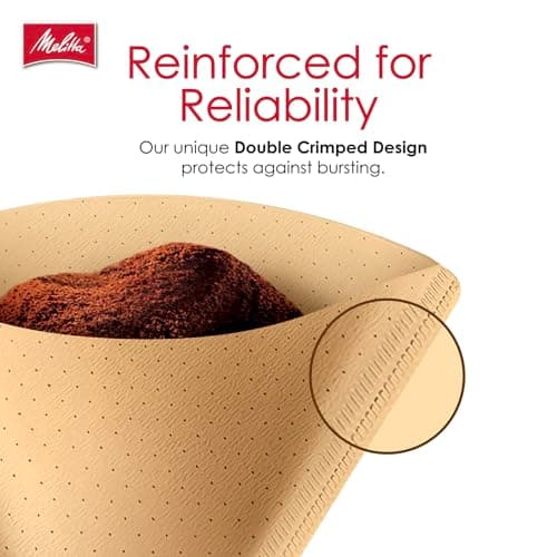 Melitta #4 Unbleached Coffee Filters, Premium, Natural Brown, Flavor Enhancing Coffee Filters for 8-12 Cup Coffee Makers, Kosher Certified, Compostable, 100 Count (Pack of 3) — view 5