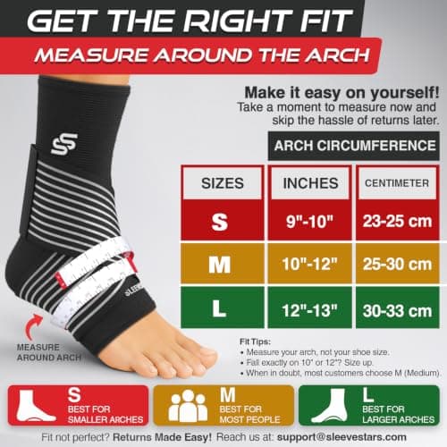 Sleeve Stars Ankle Brace for Women & Men, Ankle Wrap for Sprained Ankle, Compression Sleeve for Plantar Fasciitis Relief, Easy Customizable Support: w/Removable Strap (Single/L:12"-13"/Black) — view 4
