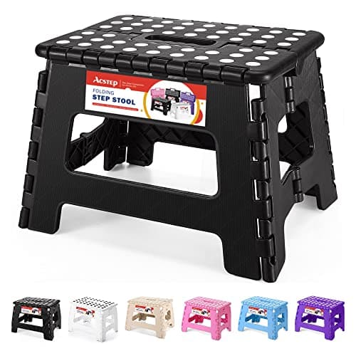 ACSTEP Folding Step Stool 9 Inch, Non-Slip Foldable Stools for Kids, Black