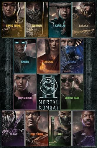 Mortal Kombat 2 (2026) - Character One Sheet Grid Wall Poster, 34L" x 22.4W", Premium Unframed Version