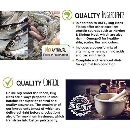 Fluval Bug Bites Color Enhancing Fish Food for Tropical Fish, Flakes for Small to Medium Sized Fish, 3.17 oz., A7348, Brown