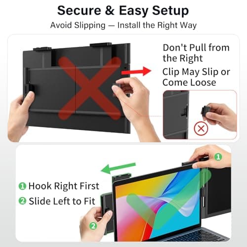 MAGICRAVEN Laptop Screen Extender, 15.6" 1080P IPS Portable Monitor, Travel Monitor for 13-15.6" Laptops with USB-C/HDMI Port, Plug and Play Attachment Screen for Windows/Mac/Android/Switch/PS5/Xbox — view 2