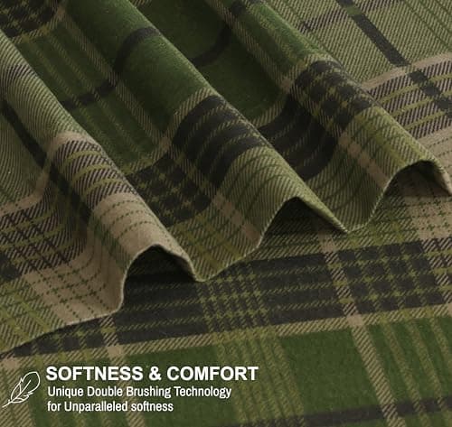 RUVANTI Flannel Sheets Queen Size - 100% Cotton Double Brushed Bed Sheets, Deep Pockets 16 Inches Queen Sheet Set, All Seasons Breathable & Extra Soft - Warm & Cozy, 4 Piece, DNA Plaid — view 2
