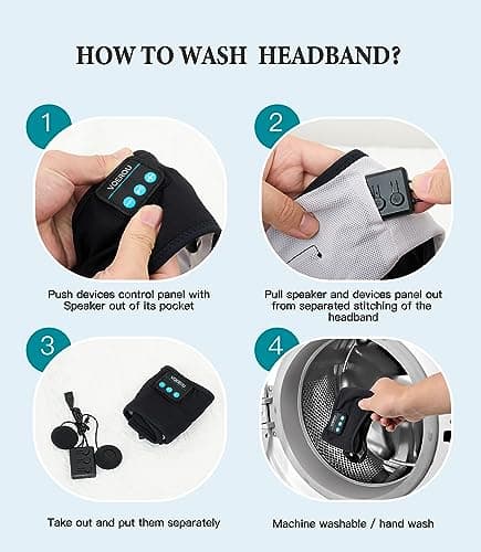 Sleep Headphones, Voerou Adjustable Bluetooth Headband Headphones, Ultra-Long Play Time Sleeping Headphones with Built in HD Hi Fi Speakers, Perfect for Sleep, Workout, Tennis, Yoga, Travel, Insomnia — view 5