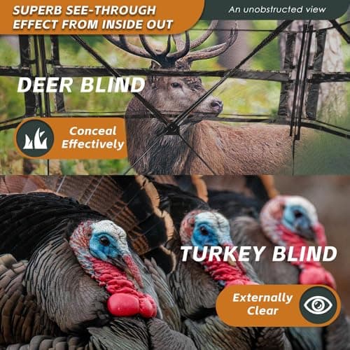 FUNHORUN Hunting Blind with Floor Mat, 360 Degree See Through Ground Blind for Deer/Turkey Hunting, 3/4 Person Pop Up Camouflage Tent with Carrying Bag — view 7