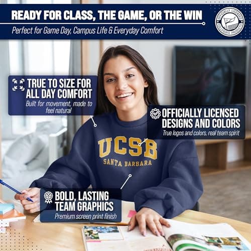 UCSB Sweatshirt Fleece Crewneck for Men and Women - Navy, Small — view 4