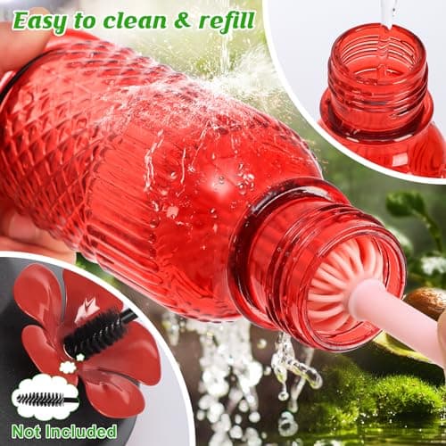 FEED GARDEN Glass Hummingbird Feeder for Outdoors Hanging, 16 oz Leak-Proof Nectar Feeder with Bee Guards & Ant Moat, 4 Metal Flower Feeding Ports, 360° Perch Ring, Easy Refill & Clean, Red — view 4