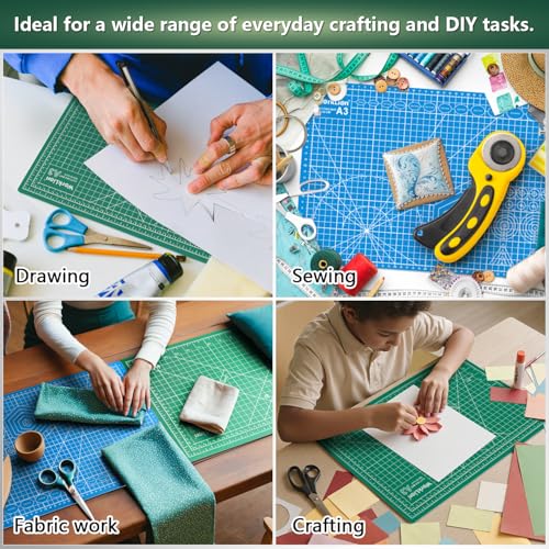 WORKLION 12" x 18" Art Self Healing PVC Cutting Mat, Double Sided, Gridded Rotary Cutting Board for Craft, Fabric, Quilting, Sewing, Scrapbooking Project — view 6