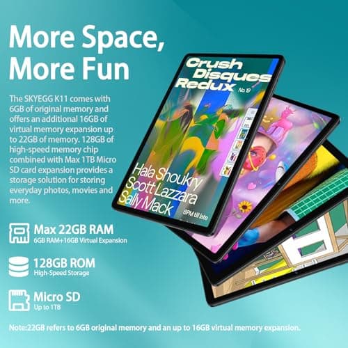 2026 Upgraded Android 15 Tablet 10 inch Octa-Core Tablets with 22GB+128GB+1TB, Dual Camera, 8000mAh, 1280x800 IPS HD Touch Screen, Support Widevine L1, 5G WiFi, GPS with Protective Cover - Metal Grey — view 2