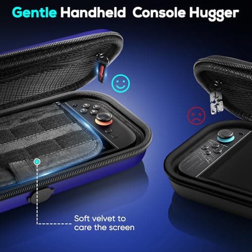 Auarte [Charge Inside] Switch 2 Carrying Case for Nintendo Switch 2 Console 2025 / Switch Original/Switch OLED, Slim Travel Carry Case for Switch 2 Accessories with 10 Game Card Storage (Blue, for Switch 2, Carrying Case) — view 5