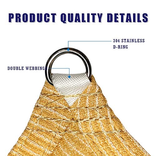 HOMA 5' x 10' Sand Rectangle Sun Shade Sail Canopy, 95% UV Blockage Awning Shelter Fabric Cloth Screen for Patio Outdoor Backyard - Heavy Duty Commercial Grade (Custom Size - Made in USA) — view 3