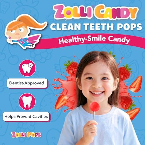 Zollipops Clean Teeth Pops Sugar Free Candy, Dye-Free Lollipops - Keto & Diabetic-Friendly, Dentist-Approved Treats for Kids (Strawberry 3.1 oz) — view 2