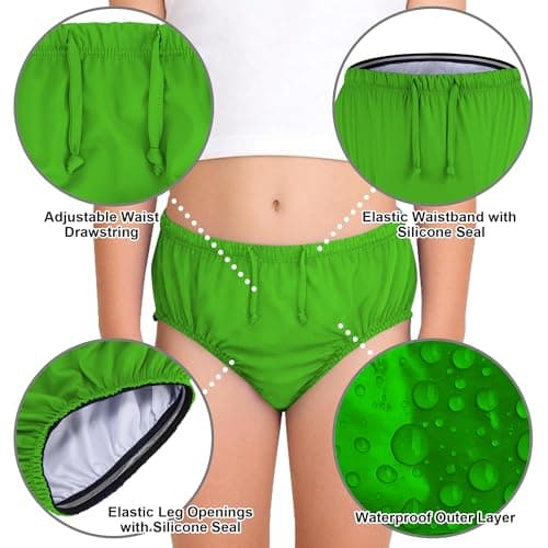 Codida Special Needs Reusable Swim Diaper – Waterproof & Leakproof Incontinence Swimwear for Toddler, Youth & Adult, Unisex Cloth Diaper Cover (Lime Green, 10-12Years) — view 2