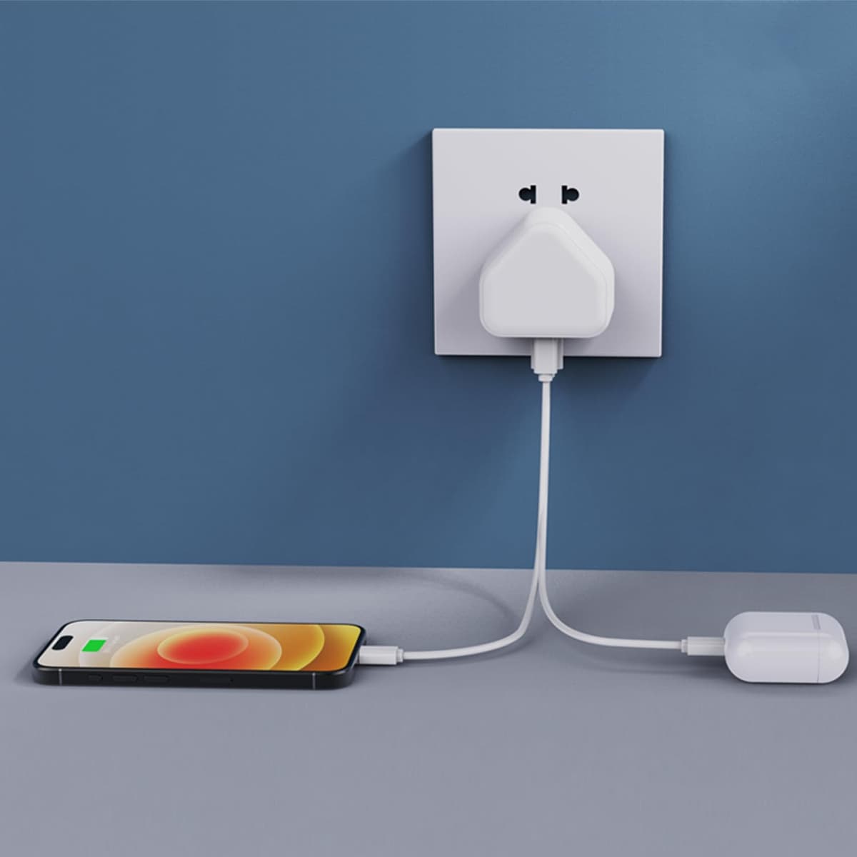 USB Plug, Dual USB Charger Plug UK 3Pack Phone Plugs with USB Port Double Compact 3 Pin Mains Charge Head 10.5W 5V 2.1AMP Charging Compatible with iPhone Apple 14 13 12 11 SE XS XR X 8 7 6 5 iPad — view 4