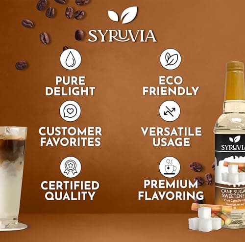 Syruvia Cane Sugar Sweetener Syrup for Coffee – Natural Sweetness, 25.4 fl oz, Kosher, Gluten Free, Ideal for Cane Sugar Sweetener Coffee & More, No Coloring — view 3
