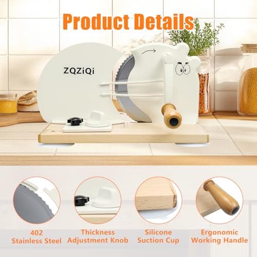 New Upgrade Manual Bread Slicer for Homemade Sourdough Bread,Adjustable Thickness Bread Slicer with Hand Crank,Premium Stainless Steel & Powerful Suction Cups — view 5