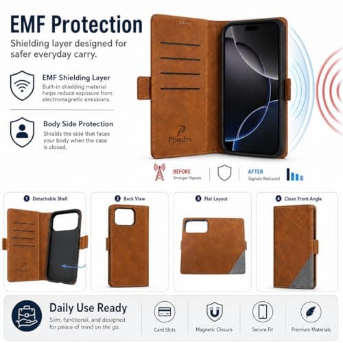 Phontra EMF Protection Anti Radiation Cell Phone Wallet Case for iPhone — view 2
