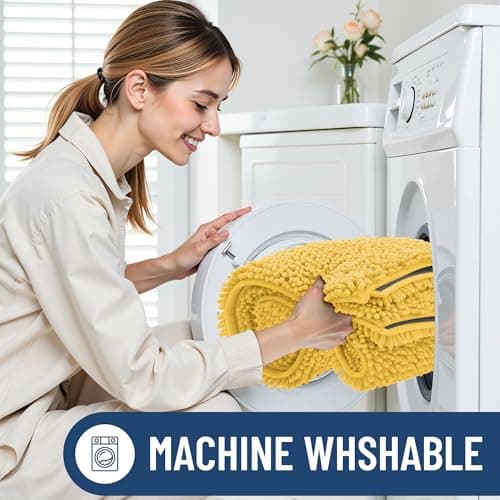 Smiry Luxury Chenille Bath Rug, Extra Soft and Absorbent Shaggy Bathroom Mat Rugs, Machine Washable, Non-Slip Plush Carpet Runner for Tub, Shower, and Bath Room(20''x32'', Yellow) — view 5