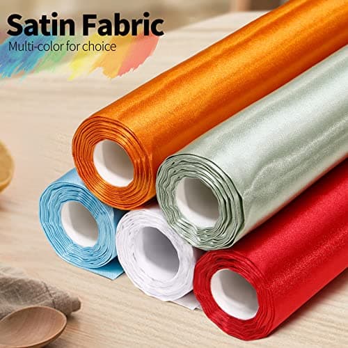 Horbaunal White Satin Fabric 55 Inch Wide by The Yard, Soft Charmeuse Satin Fabric for Wedding Dress, DIY Craftings, Costumes, 1 Yard — view 3