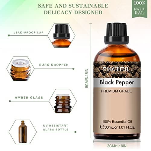 PHATOIL 1.01FL.OZ Black Pepper Essential Oil, Pure Black Pepper Oils for Diffuser, DIY Candle and Scented Products Making, 30ml Large Bottle Gift for Friends — view 4